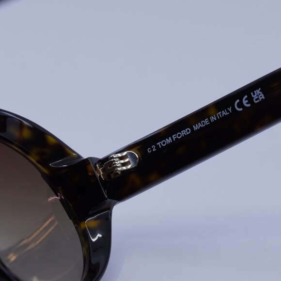 Tom Ford FT1113 52G Inger Sunglasses Dark Havana Round Frame,Brown Mirror Lenses - Picture 7 of 10